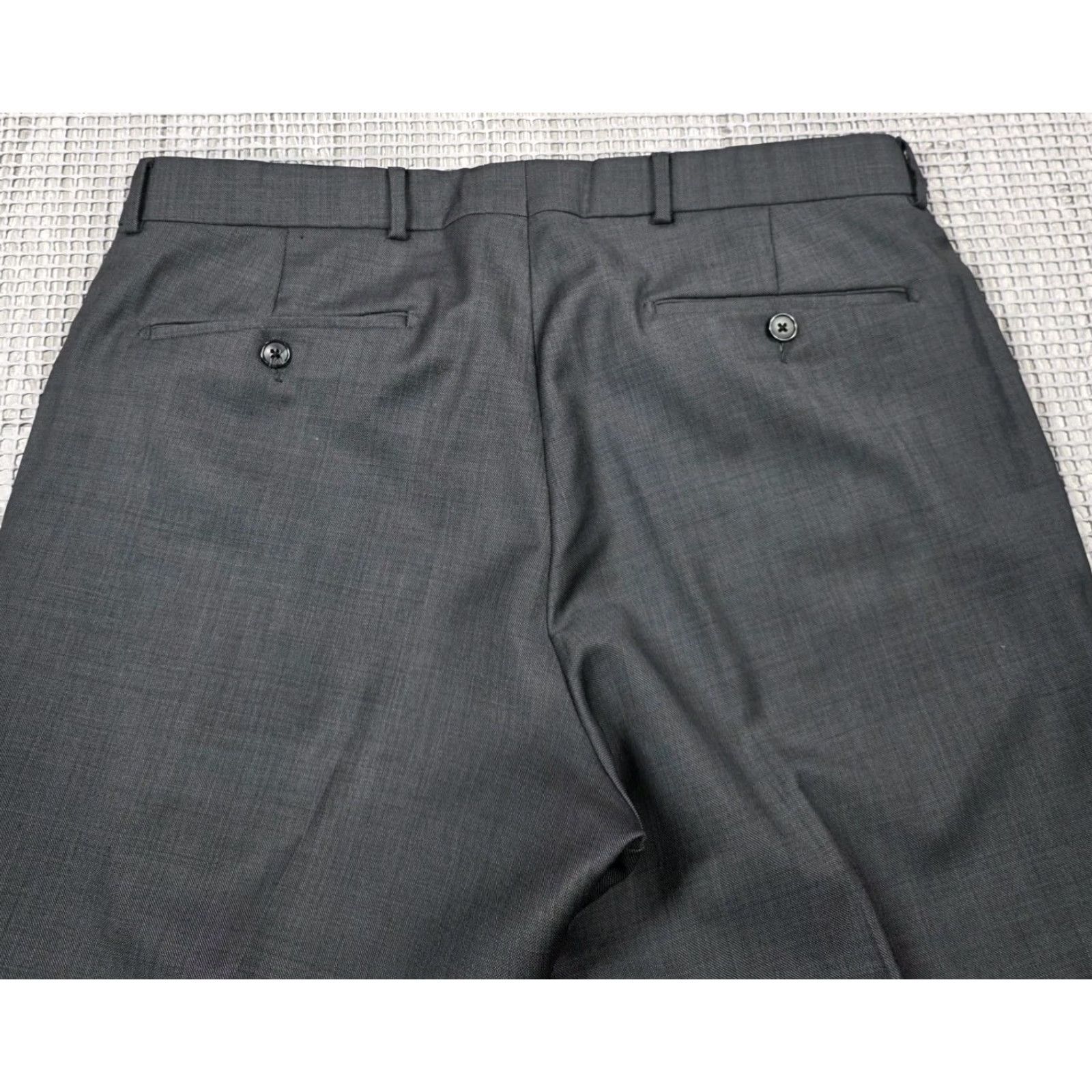 Vintage BALLIN Dress Pants Wool Flat Front Trousers 36x30 Men Regular Gray Size US 36 / EU 52 - 4 Thumbnail