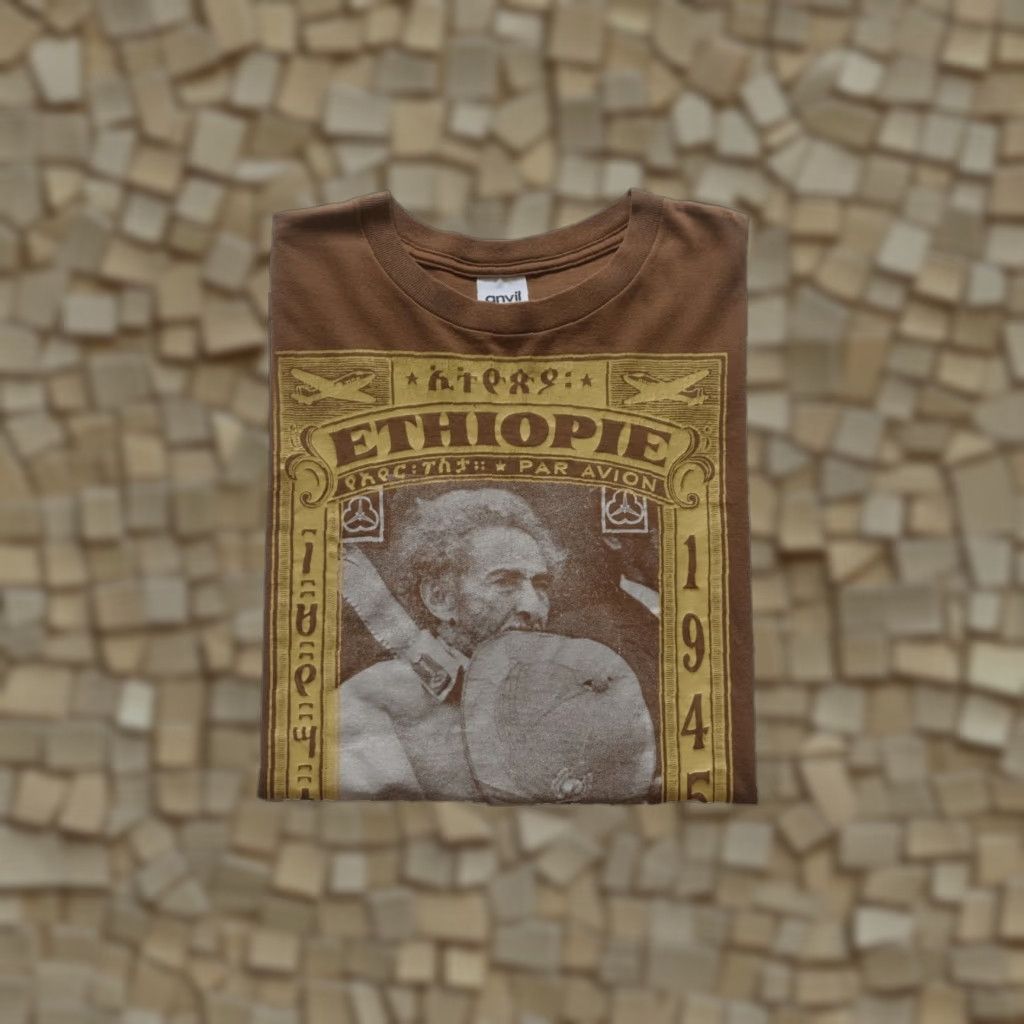Anvil VINTAGE 90s RASTAFARIAN EMPEROR HAILE SELASSIE ANVIL 100% COTTON BROWN T-SHIRT XL Mens Size US XL / EU 56 / 4 - 1 Thumbnail