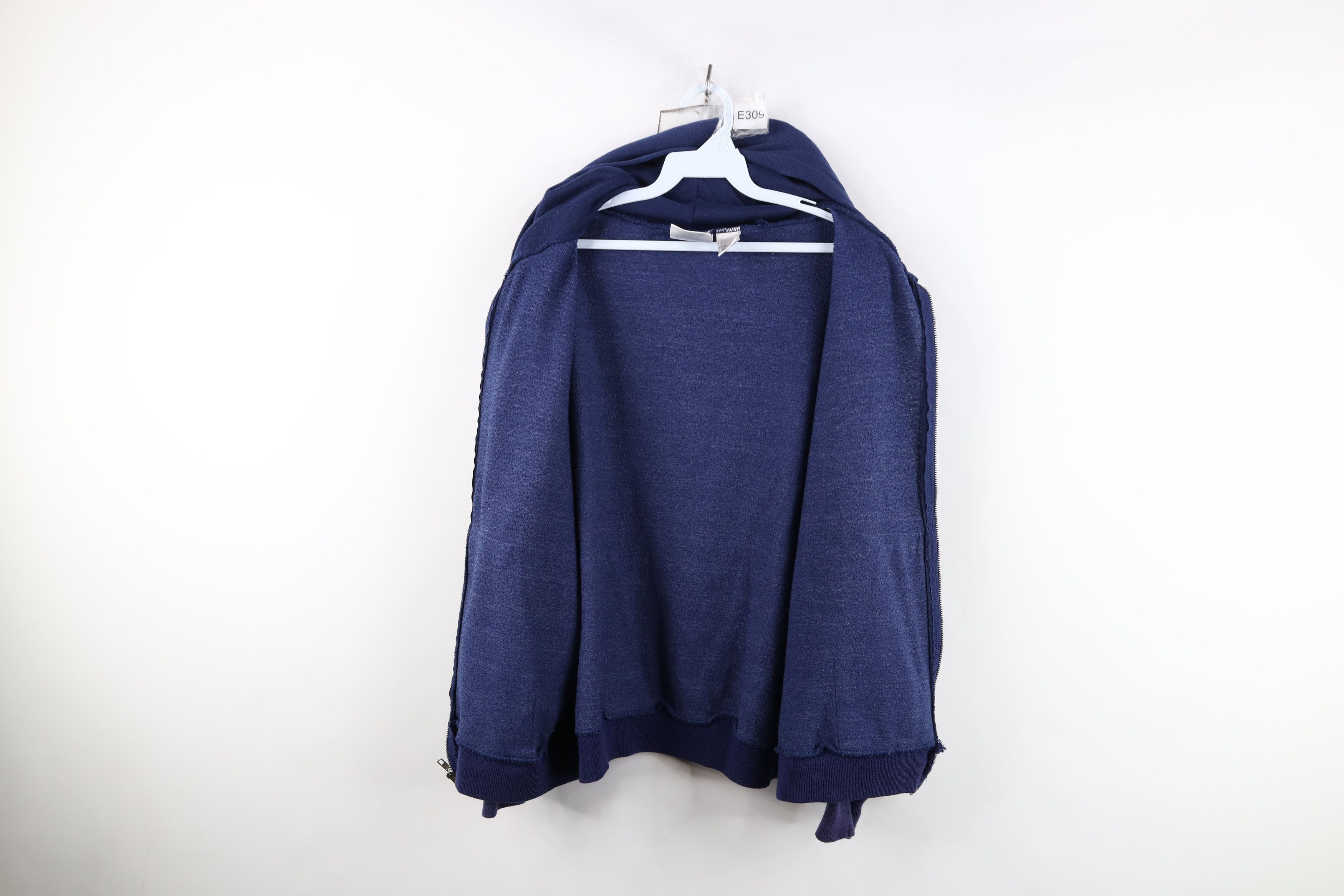 Vintage Vintage 70s 80s Streetwear Blank Full Zip Hoodie Blue Size US L / EU 52-54 / 3 - 11 Thumbnail