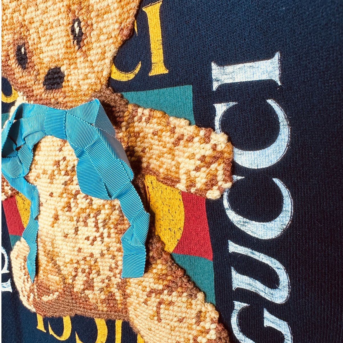 Gucci Gucci Navy Black Tan 3D Teddy Bear Bow Sweater Sweatshirt L Size L / US 10 / IT 46 - 7 Thumbnail