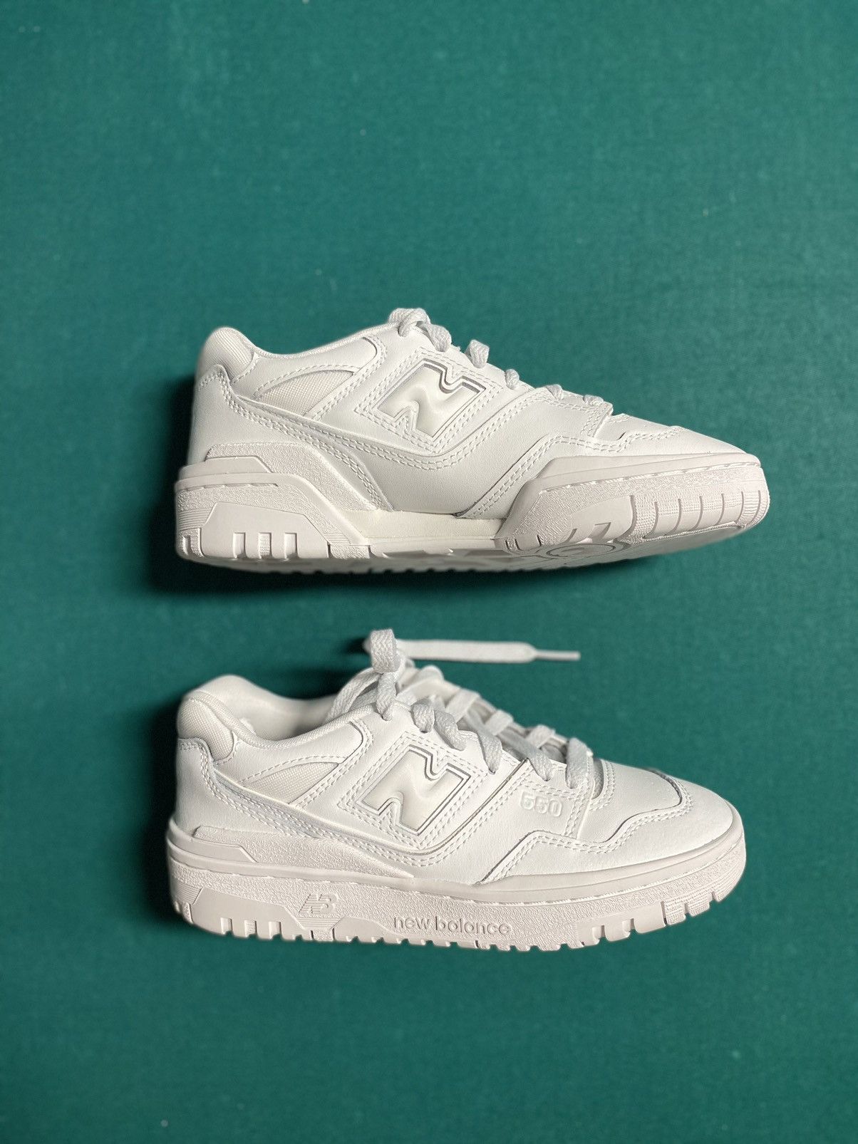 Triple white New Balance 550 women’s/kids