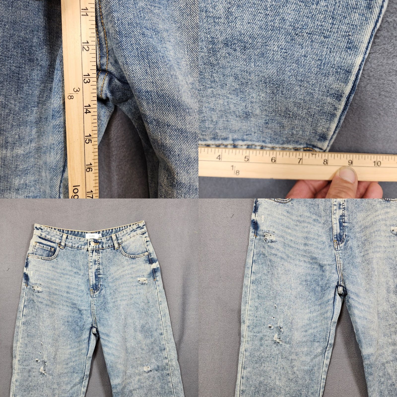Vintage Blu Ivy Jeans Women L 30x27 Blue Acid Wash Factory Distressed Baggy 90s Y2K Womens Size 30" / US 8 / IT 44 - 8 Thumbnail