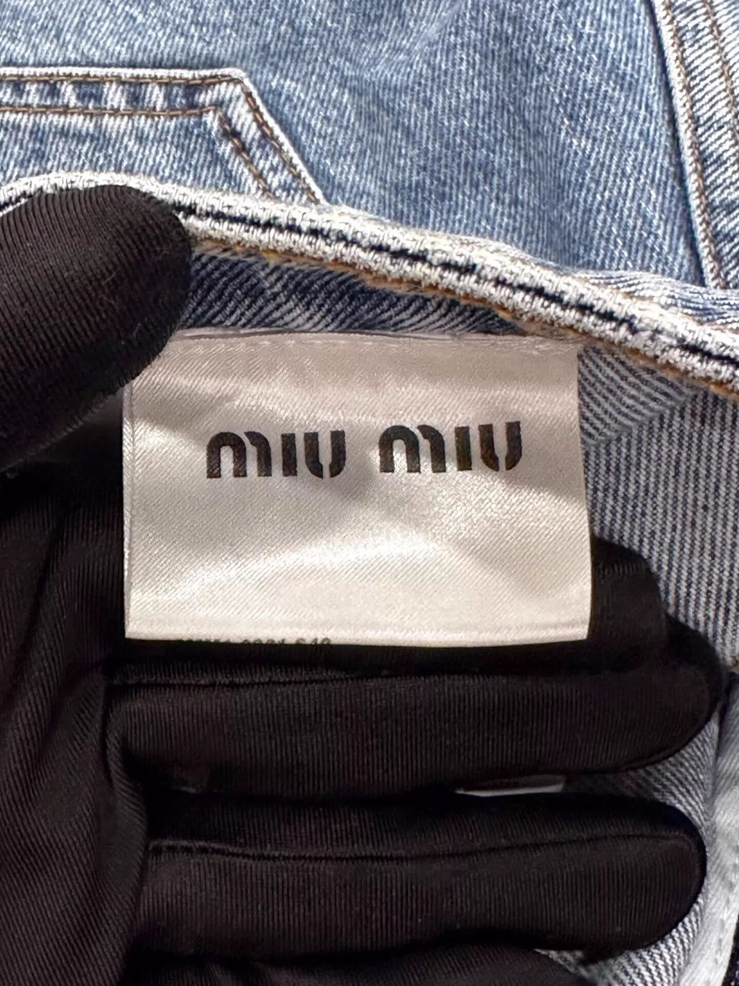 Miu Miu MIU MIU Women's Blue Crystal Rivet Logo Jeans 24 New Size 24" / US 00 / IT 34 - 6 Thumbnail