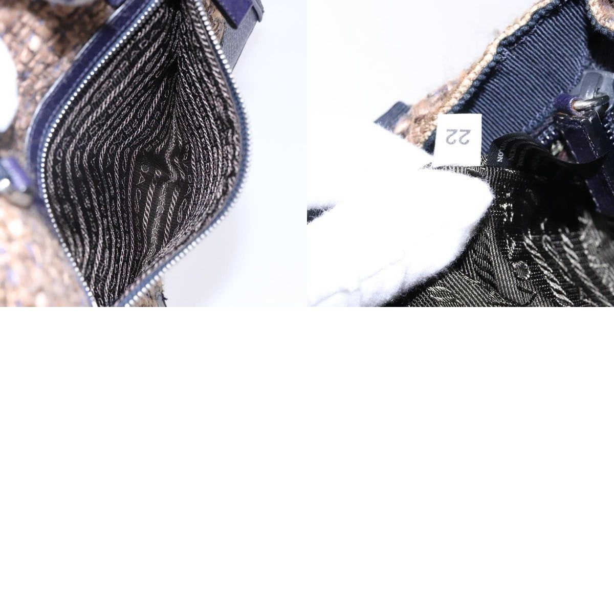 Prada PRADA Hand Bag Tweed Beige Silver Size ONE SIZE - 13 Thumbnail