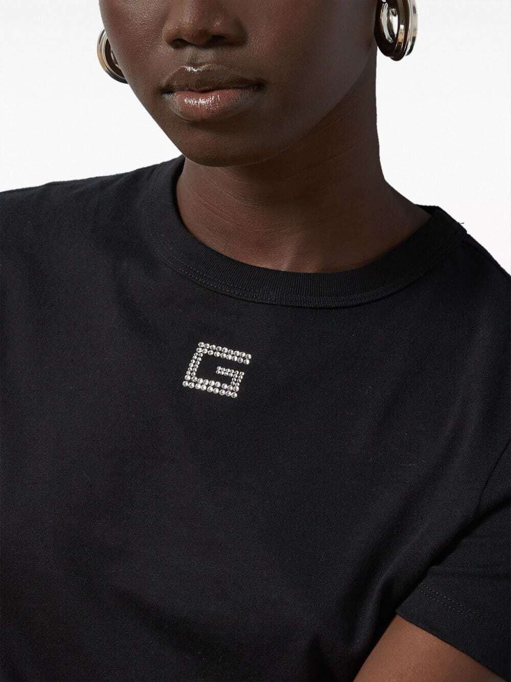 Gucci o1la5ras0526 Cotton Jersey T-Shirt With Crystal G in Black Size S / US 4 / IT 40 - 2 Thumbnail