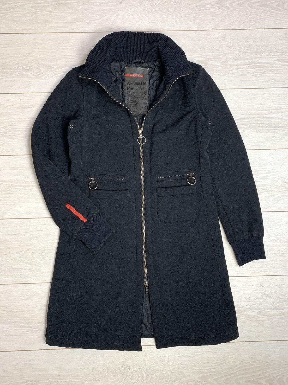 Prada Archival Prada Linea Rossa Nylon Quilted Long Jacket Black Size M / US 6-8 / IT 42-44 - 1 Thumbnail