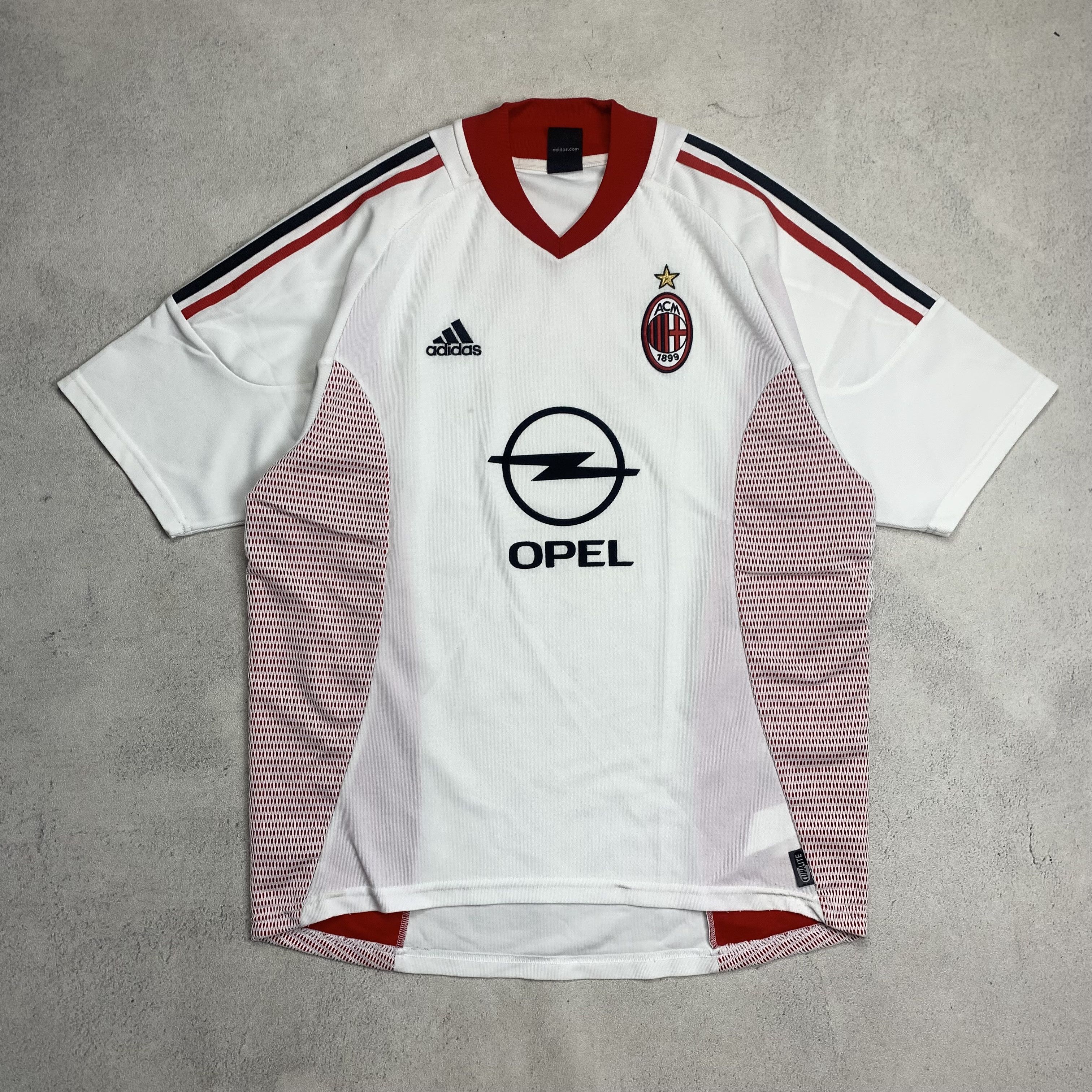 ウェア 2002-03 AC Milan adidas OPEL  Shirt Vintage Adidas AC Milan 2002/03 Soccer Jersey XL Men