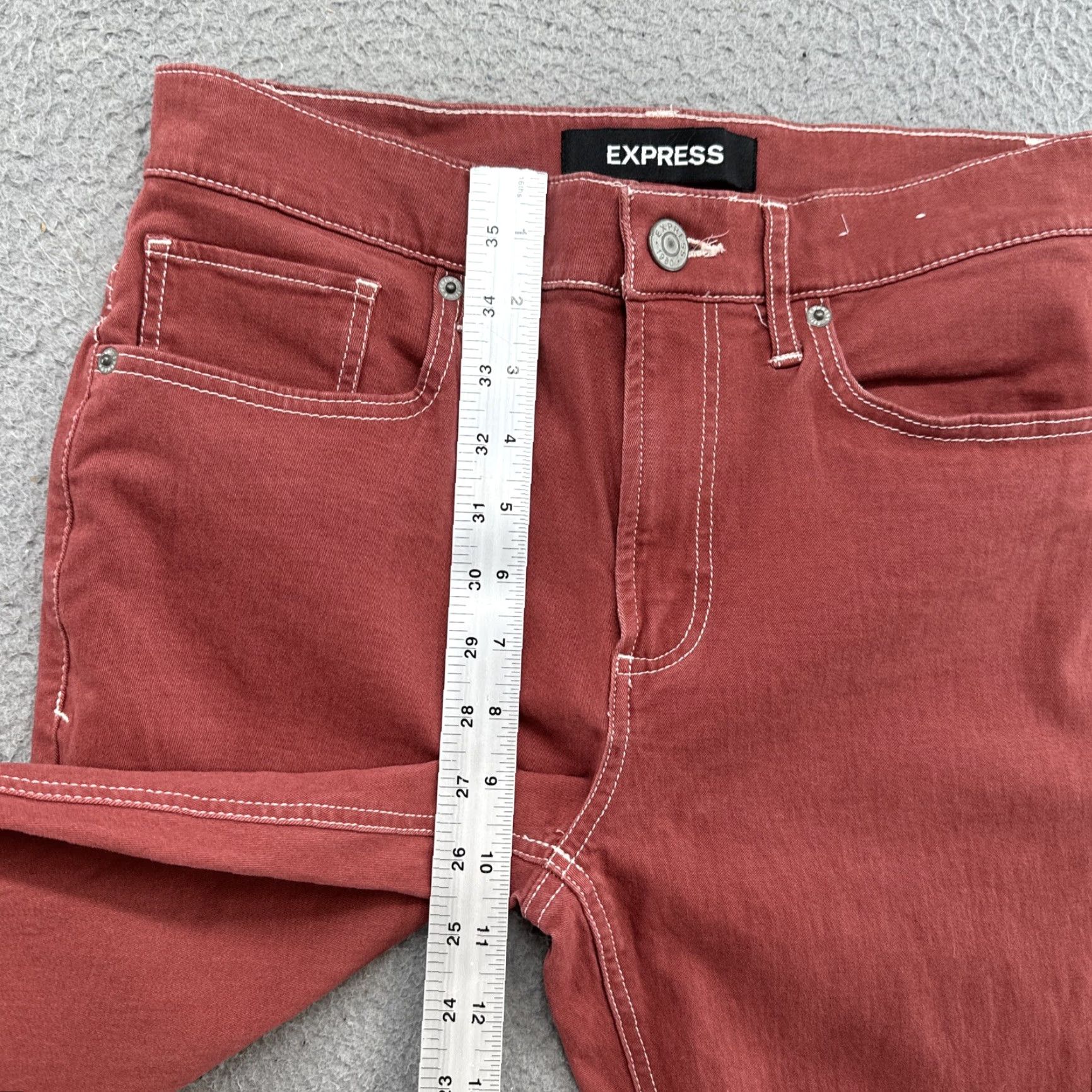 Express Express Women's Stretch High Rise Ankle Legging Jeans 6R Burnt Orange Denim Size 28" / US 6 / IT 42 - 7 Thumbnail
