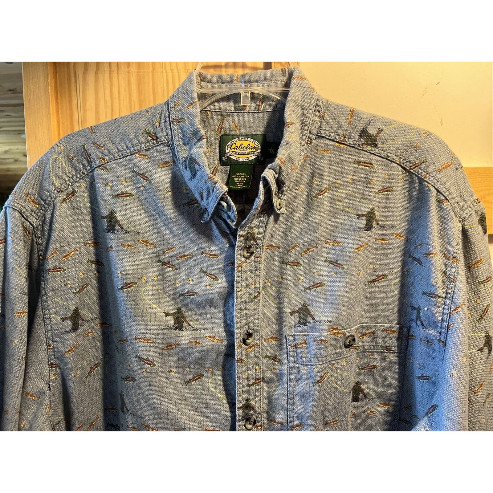 Cabelas Cabelas Shirt Men’s L Button Blue Fish All Over Print Cotton Size US L / EU 52-54 / 3 - 4 Thumbnail