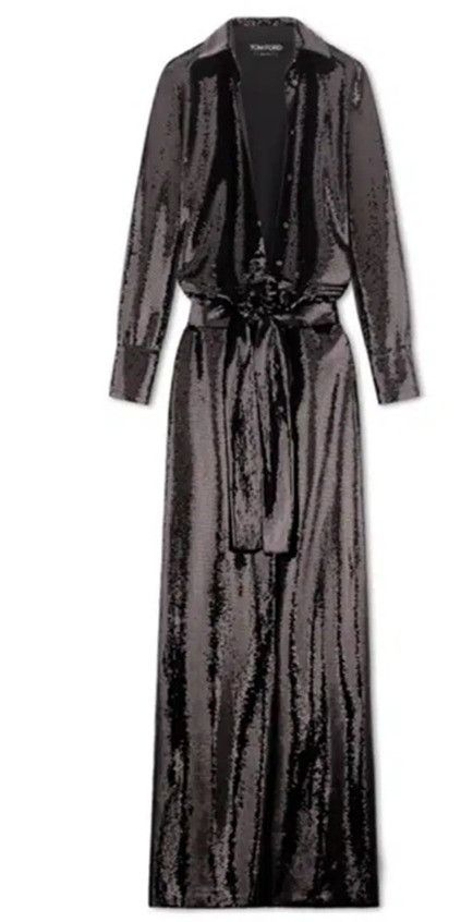 Tom Ford o1loc1c1224 AB3072 Liquid Sequin Gown in Black Size M / US 6-8 / IT 42-44 - 1 Preview