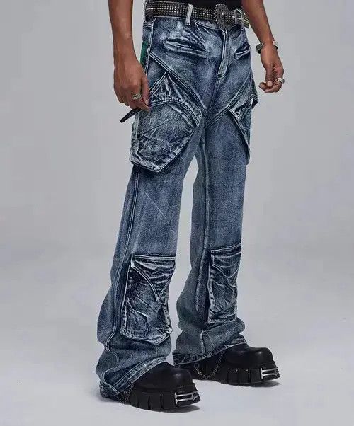 VIBE Vintage washed distressed deconstructed multi-pocket jeans Size US 32 / EU 48 - 1 Thumbnail