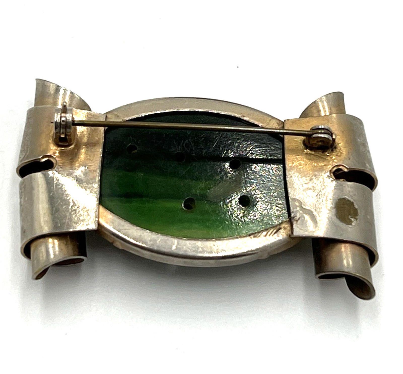 Other Deeply Carved Spinach Green Bakelite Art Deco Brooch Size ONE SIZE - 3 Thumbnail