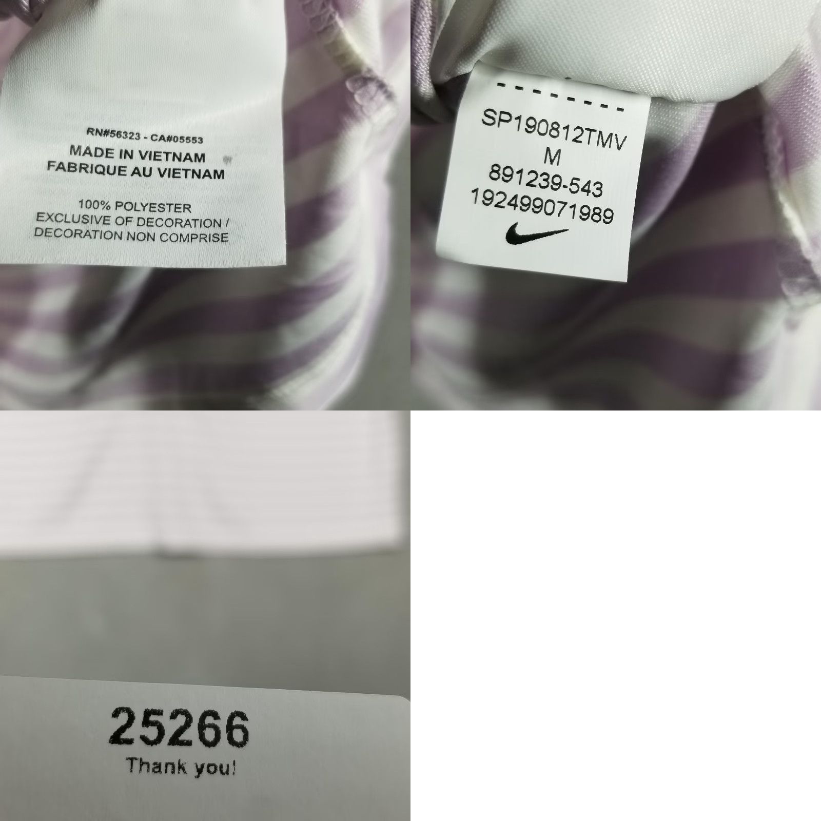 Nike Nike Dri-FIT Victory Collared Shirt Mens Medium Purple White Stripe Standard Fit Size US M / EU 48-50 / 2 - 8 Thumbnail