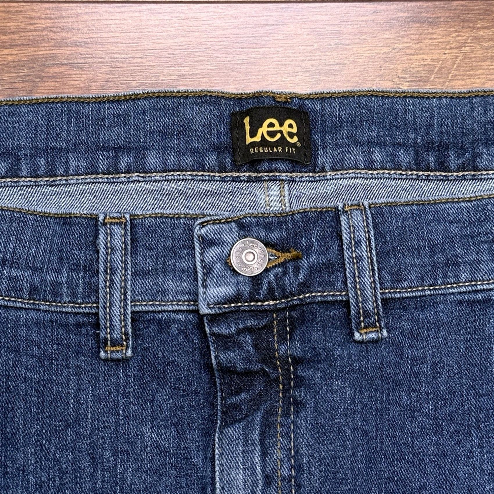 Lee Lee Jeans Mens Regular Fit Straight Denim 50x32 Stretch Classic Blue 5-Pocket USA Cotton Spandex Regular Rise Long Inseam 32 Regular Fits Size US 34 / EU 50 - 5 Thumbnail