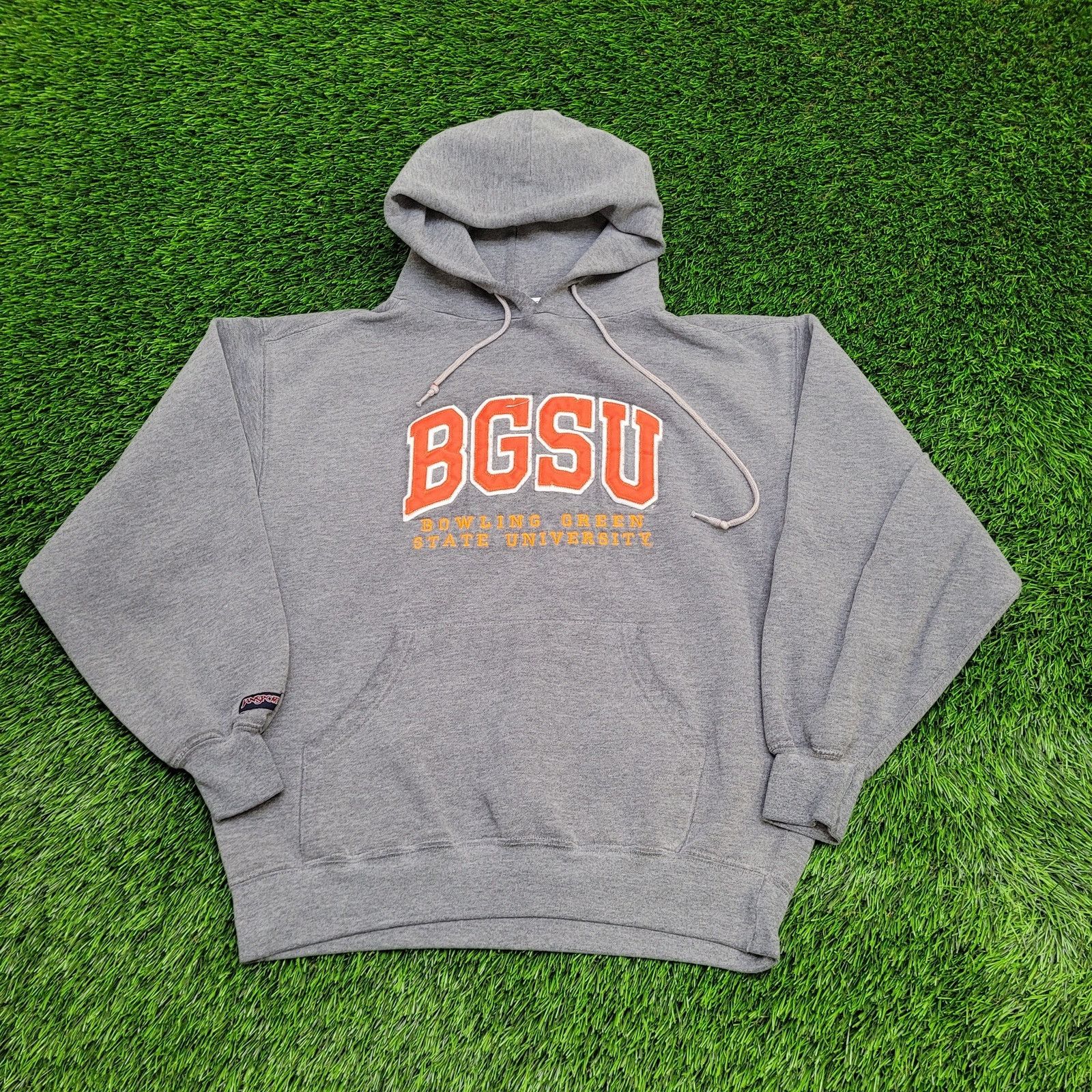 Jansport BGSU Hoodie Womens Medium 22x23 Gray Orange Spellout Arch Grailed