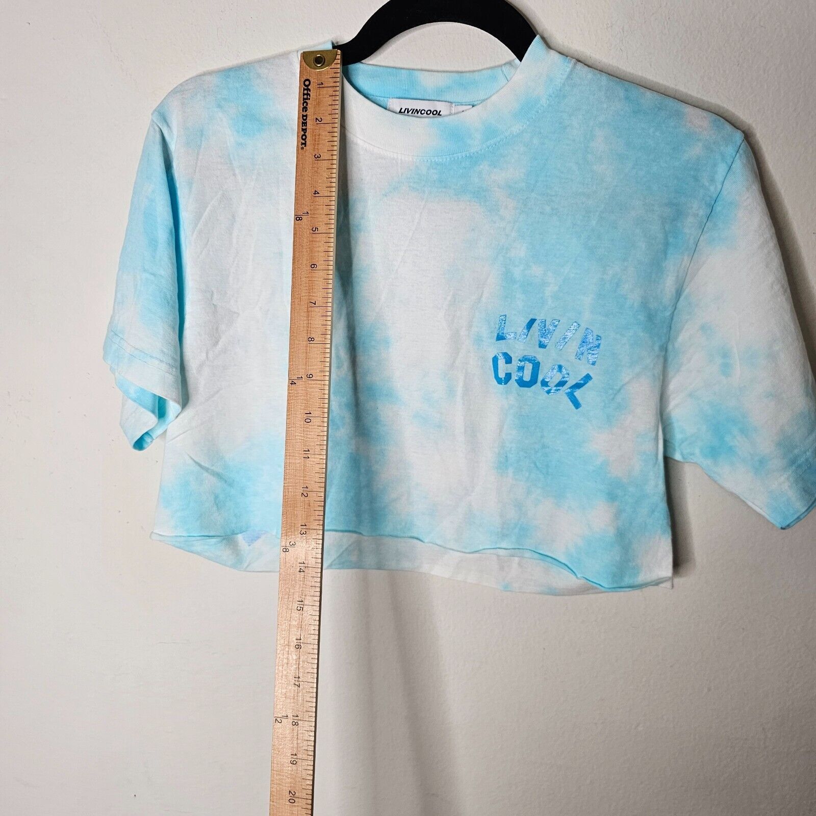 Other Livin Cool Pale Blue White Tie Dye Livin Cool Logo Crop Tee Size XS / US 0-2 / IT 36-38 - 5 Thumbnail