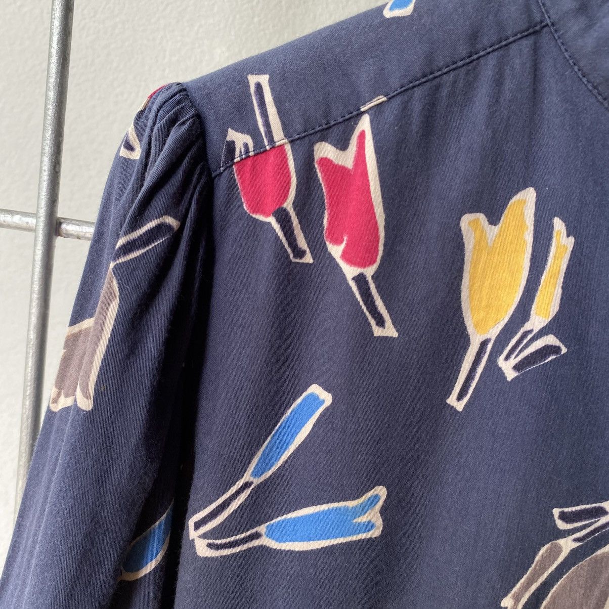 Christian Dior Navy Abstract Tulip Print Blouse