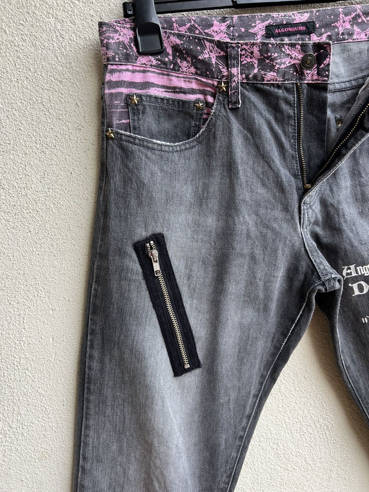 Designer ALGONQUINS Japan Distressed Punk Design Poem Denim Size US 32 / EU 48 - 8 Thumbnail