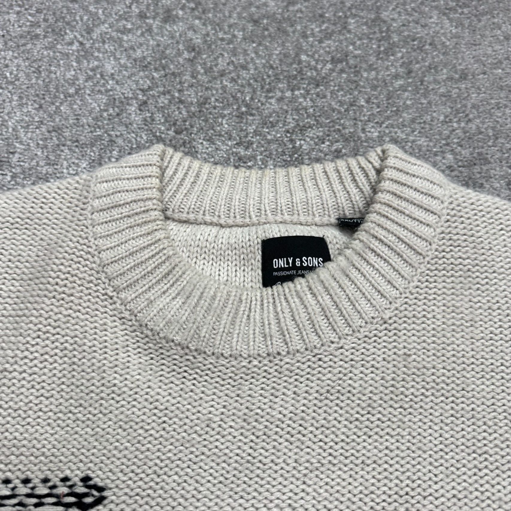 ONLY & SONS ONLY & SONS Sweater Mens 2XL Gray Mock Neck Pullover Knit Graphic Logo Classic Preppy Size US XXL / EU 58 / 5 - 3 Thumbnail