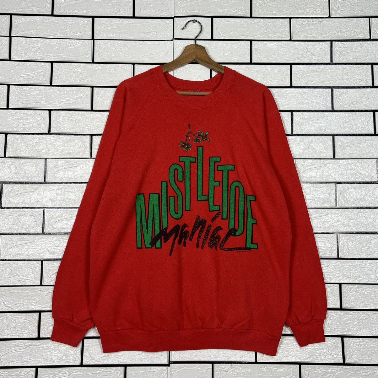Vintage 80s MISTLETOE MANIAC Big Logo Crewneck Sweatshirt #4003-C182 Size US L / EU 52-54 / 3 - 1 Thumbnail
