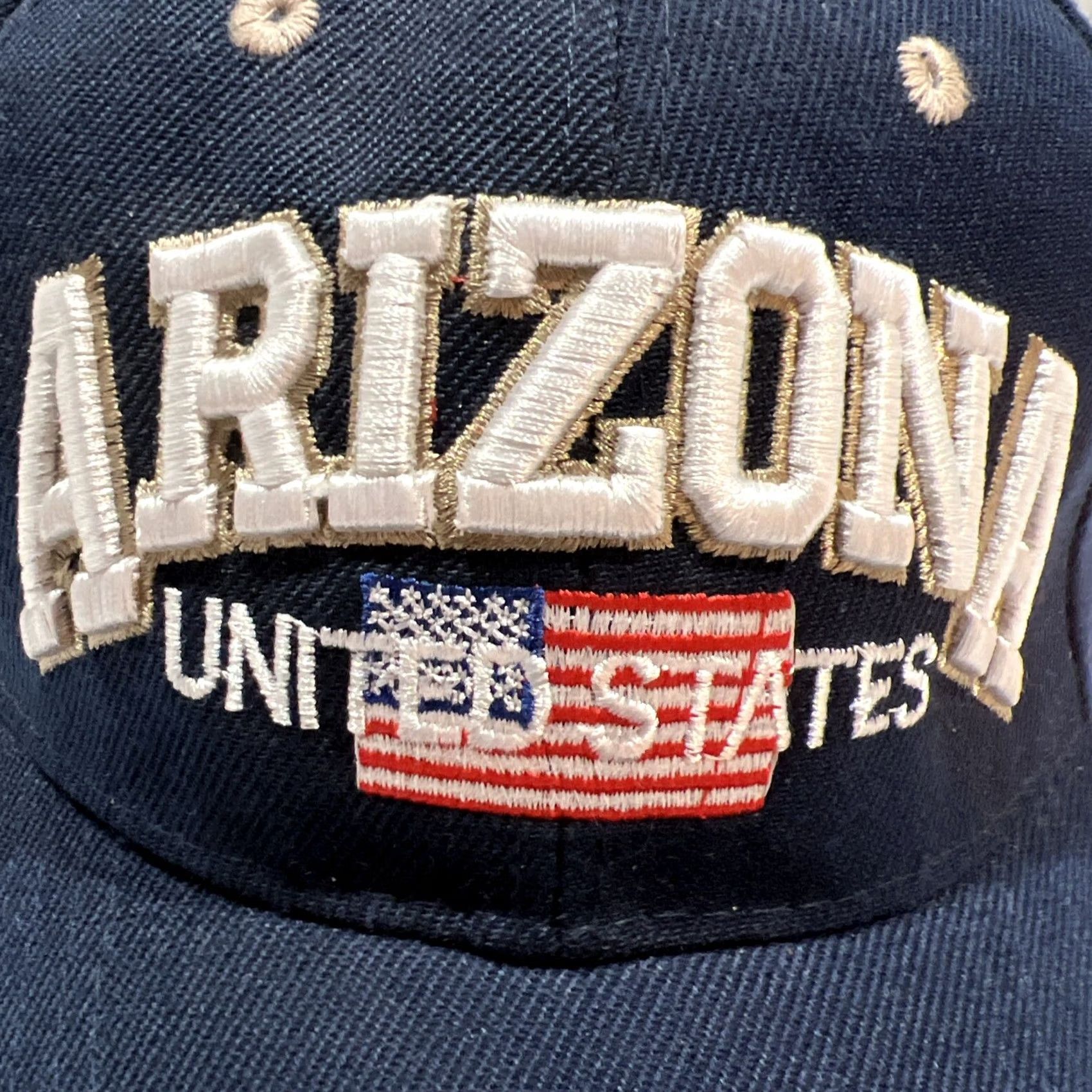 Vintage VINTAGE Arizona United States Spellout Flag Strapback Adjustable Trucker Hat Blue Men Adjustable Trucker Hat Mens Blues Flag Arizona US Size ONE SIZE - 2 Thumbnail