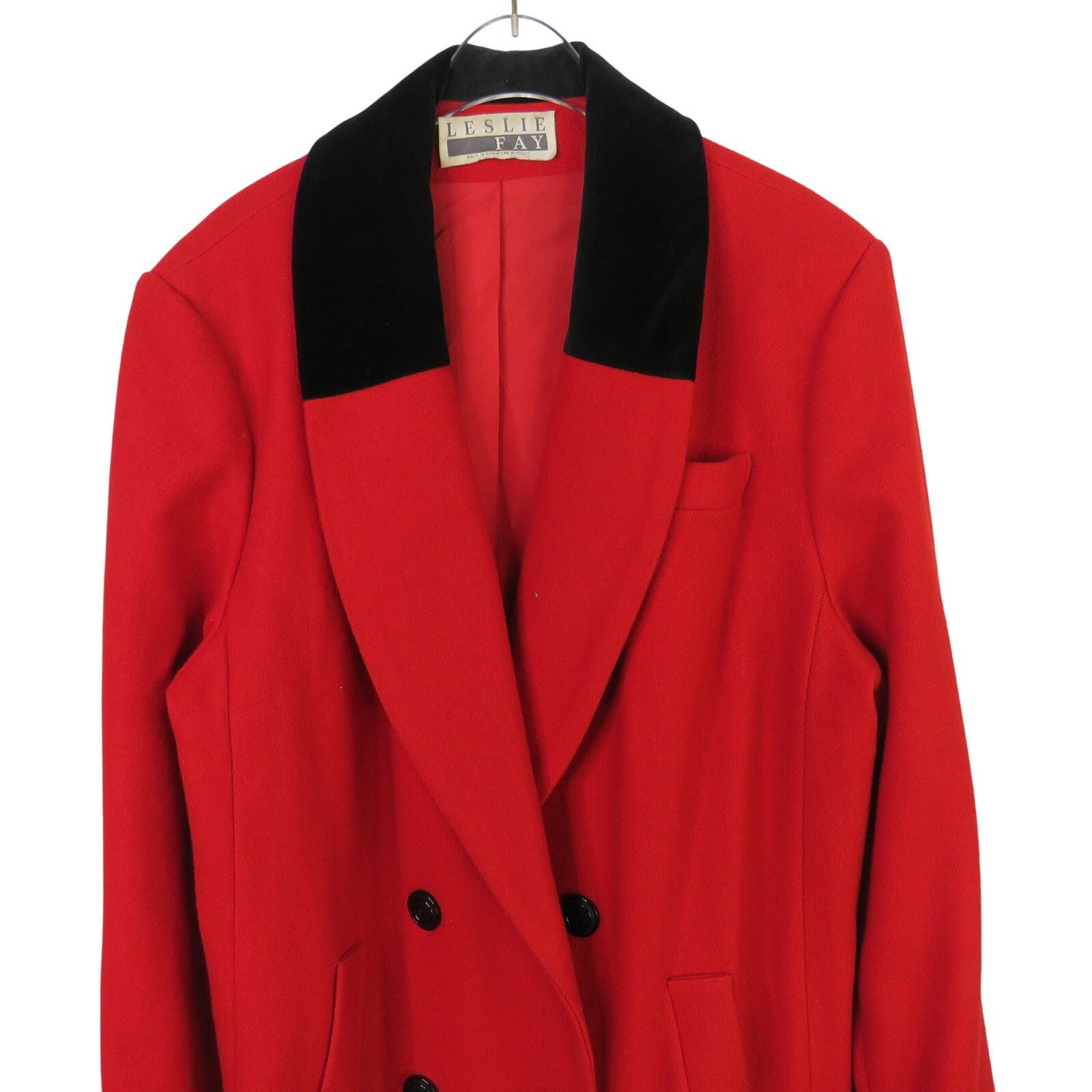 Vintage 90s Leslie Fay Vintage Peacoat Long Red Wool Large Size L / US 10 / IT 46 - 5 Thumbnail