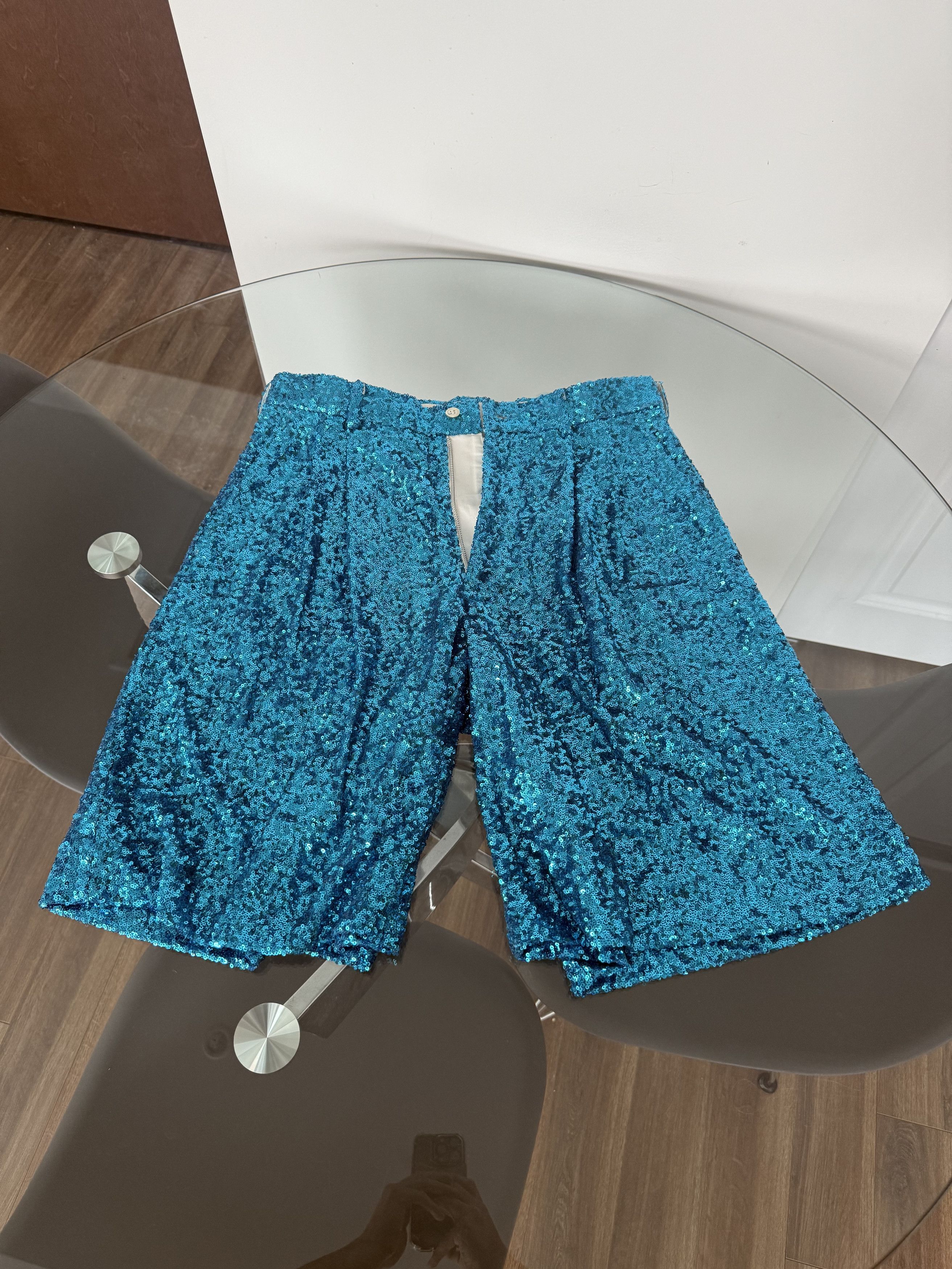 パンツ Comme des Garcons SS18 Sequin Shorts Comme des Garcons Homme Plus ss18 sequin shorts (light blue) | Grailed