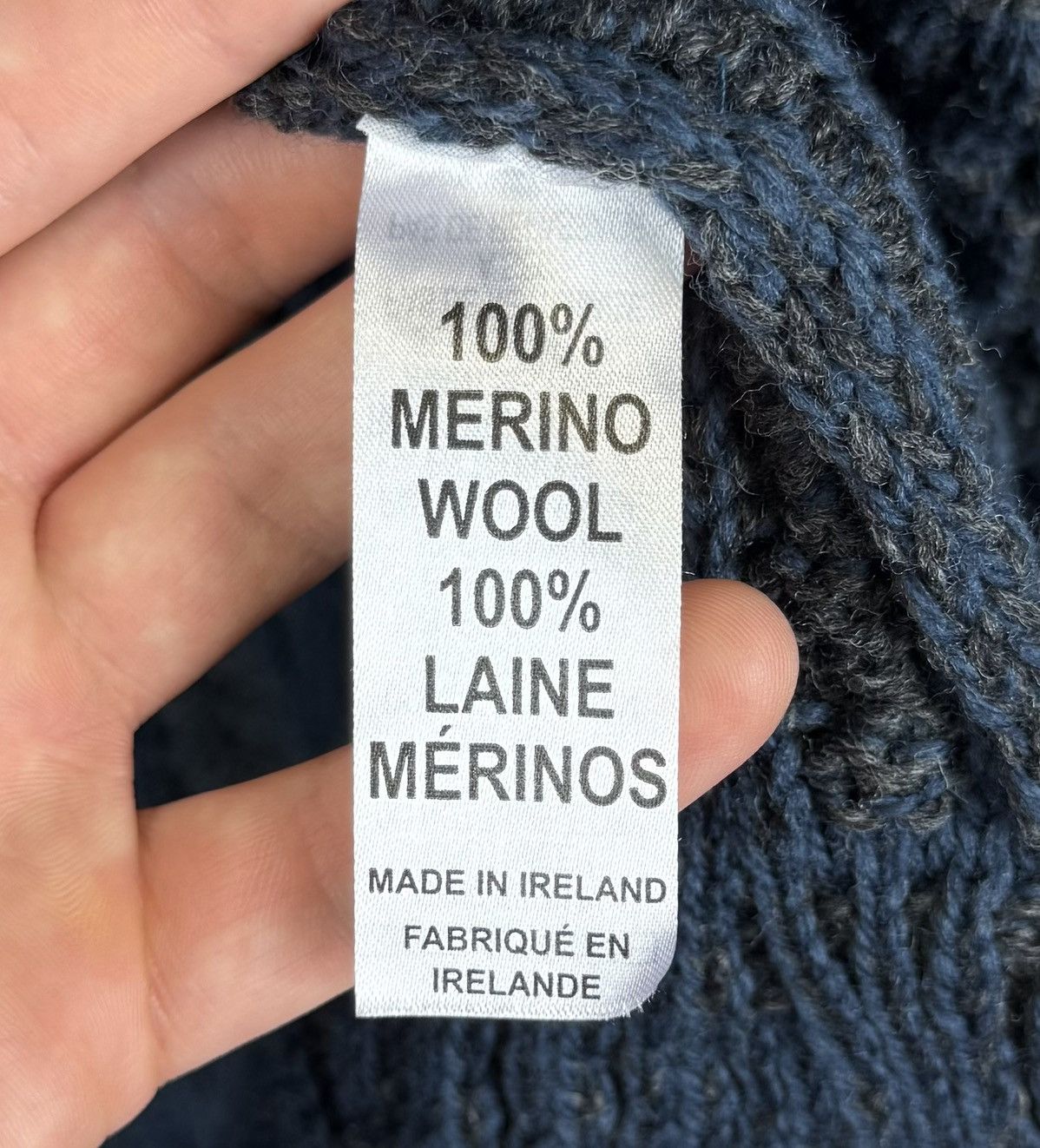 Loro Piana Aran Mor Herringbone Shawl Hood Cardigan Sweater Blue Wool Size L / US 10 / IT 46 - 7 Thumbnail