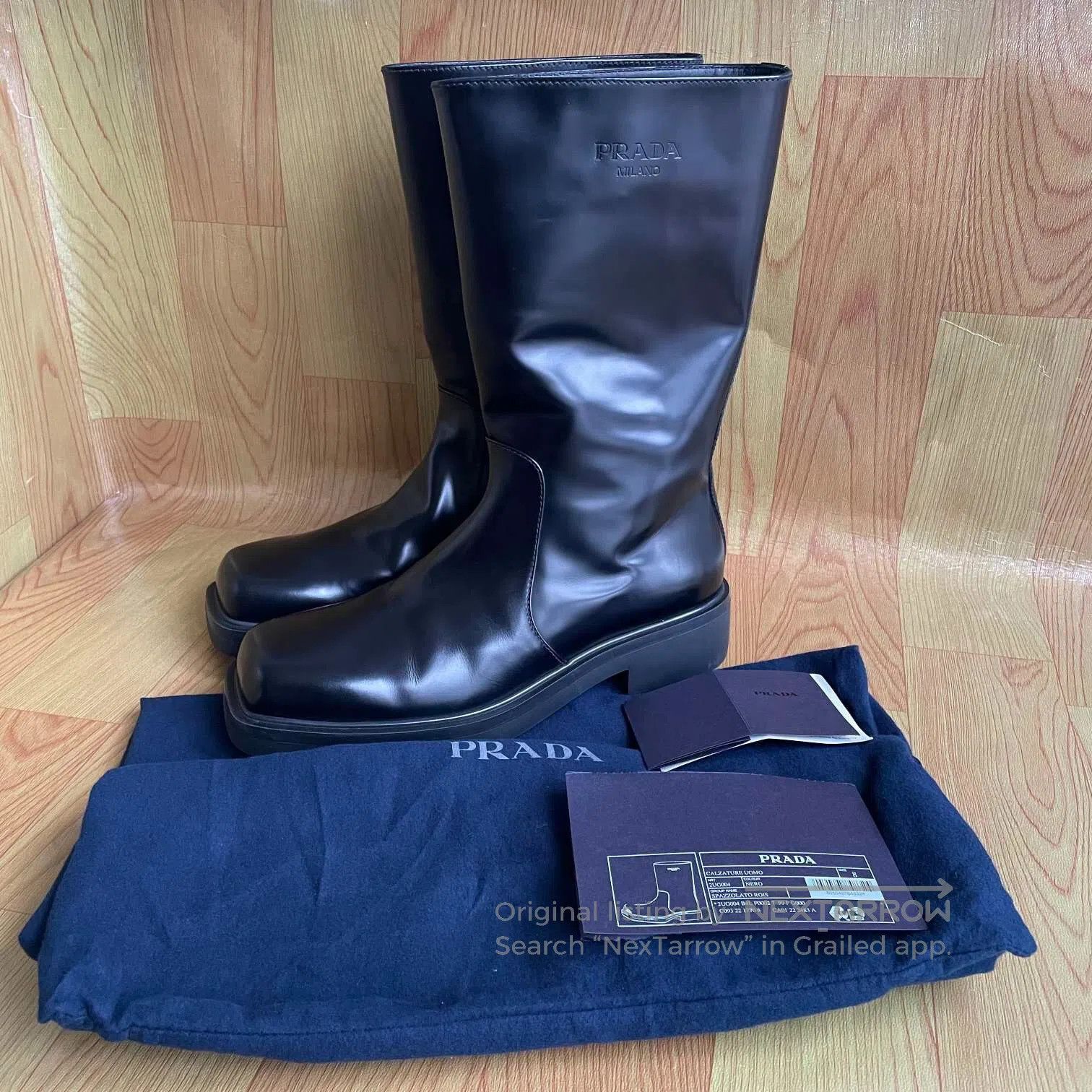 Prada Prada Black Debossed Logo Boots| Size US 11.5 / IT 41.5 - 1 Thumbnail