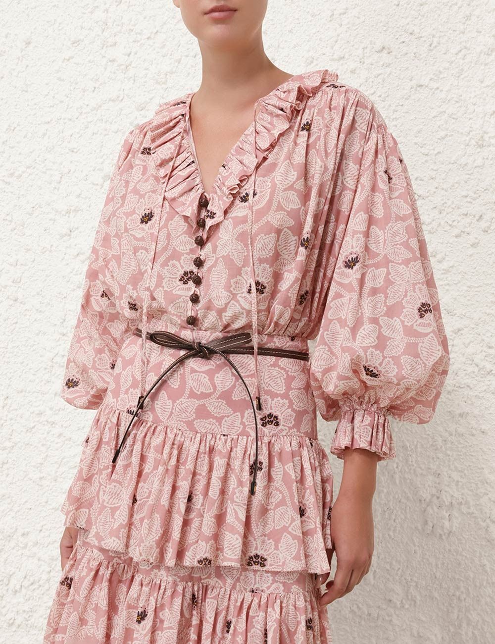 Zimmermann oc11z0525 Ottie Ruffle Neck Blouses in Multicolor Size L / US 10 / IT 46 - 2 Thumbnail
