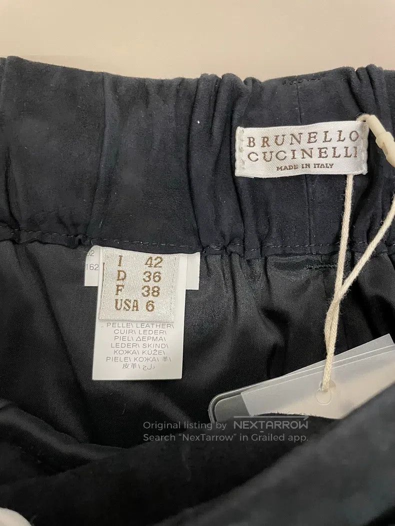 Brunello Cucinelli Brunello Cucinelli Deep Navy Leather High Waisted Trousers Size 27" / US 4 / IT 40 - 4 Thumbnail