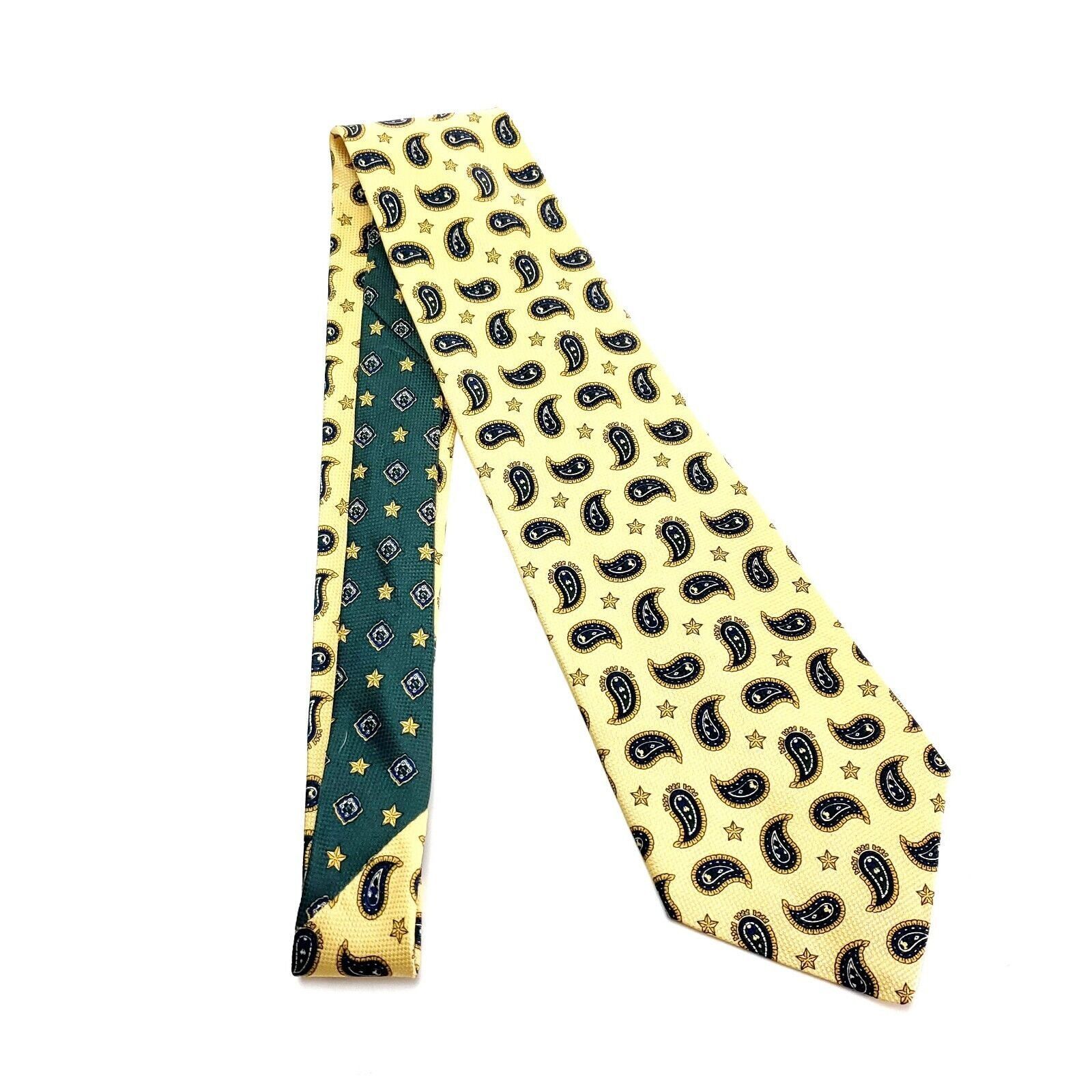 Tommy Hilfiger Tommy Hilfiger Textured Silk Tie Yellow Short Wide Paisley Size ONE SIZE - 6 Thumbnail