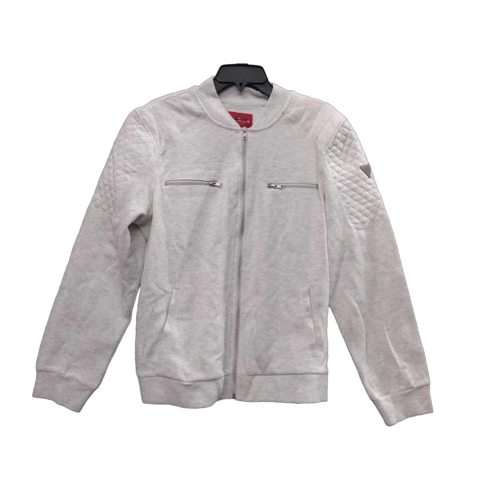 Guess GUESS Moto Jacket Light Grey Color with Zipper Pockets - M - Men - Jacket - Solid - All Seasons - Regular Fit Size US M / EU 48-50 / 2 - 1 Thumbnail