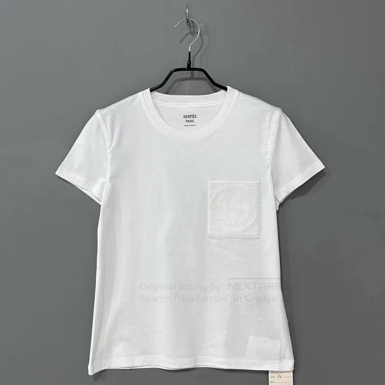 Hermes Hermes Pure White Pocket Logo Short Sleeve Size XXS / US 00 / IT 34 - 1 Thumbnail