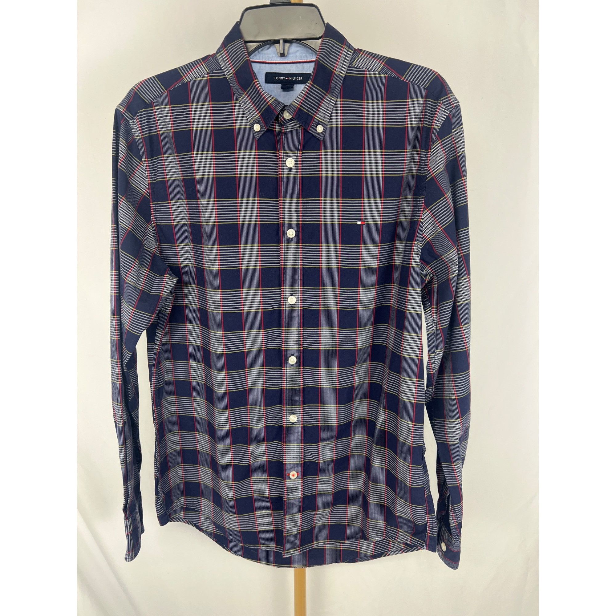 Tommy Hilfiger Tommy Hilfiger Mens Navy & Red Plaid Slim-Fit Button-Down Sh Size US M / EU 48-50 / 2 - 1 Thumbnail
