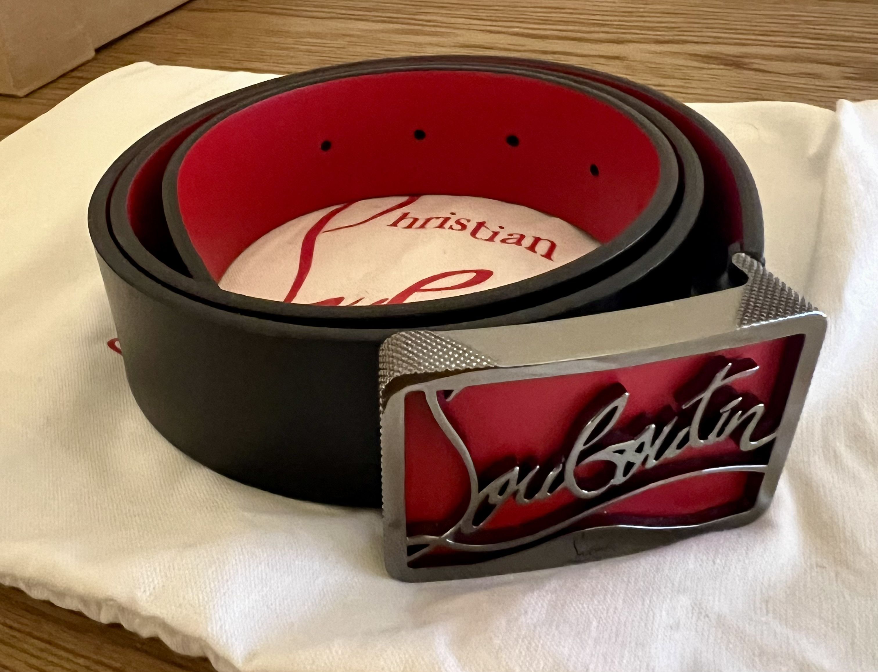 Christian Louboutin RICKY BELT 35 CALF PARIS/CALF P/METAL Size 34 - 1 Thumbnail