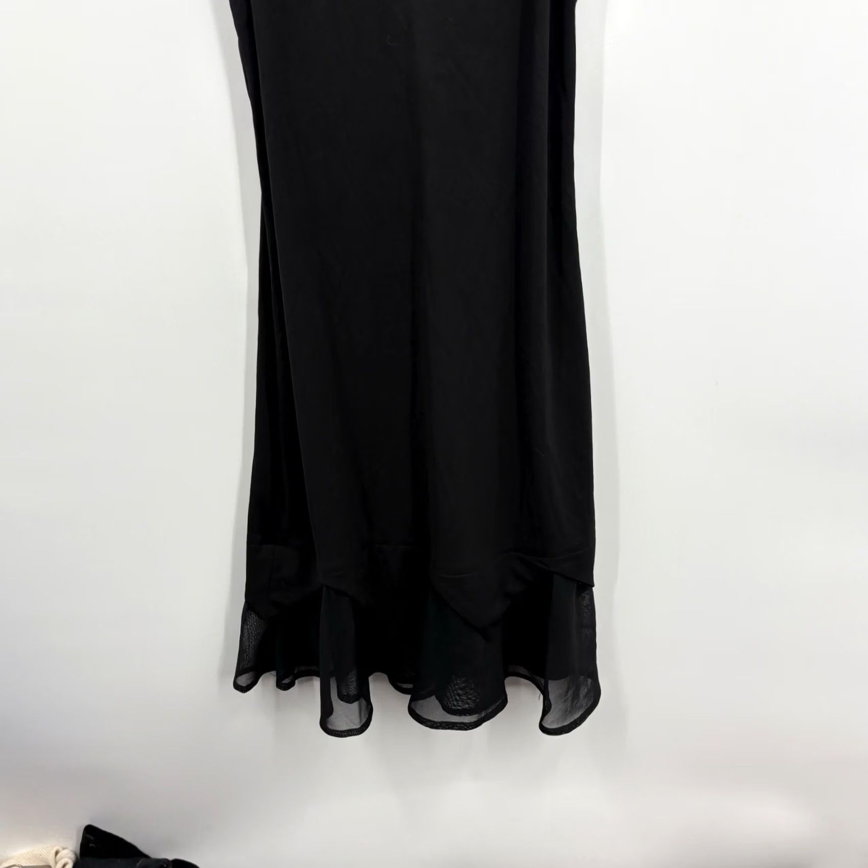 Vintage VINTAGE 90s Y2K Slip Dress Black 6 Whimsigoth Floral Embroidered Dark Fairy Midi Size M / US 6-8 / IT 42-44 - 6 Thumbnail
