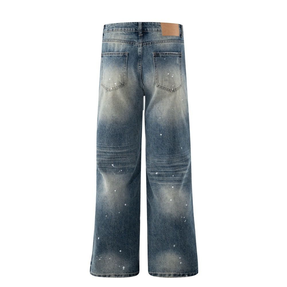 Vintage American retro washed men's distressed straight leg jeans Size US 32 / EU 48 - 2 Thumbnail