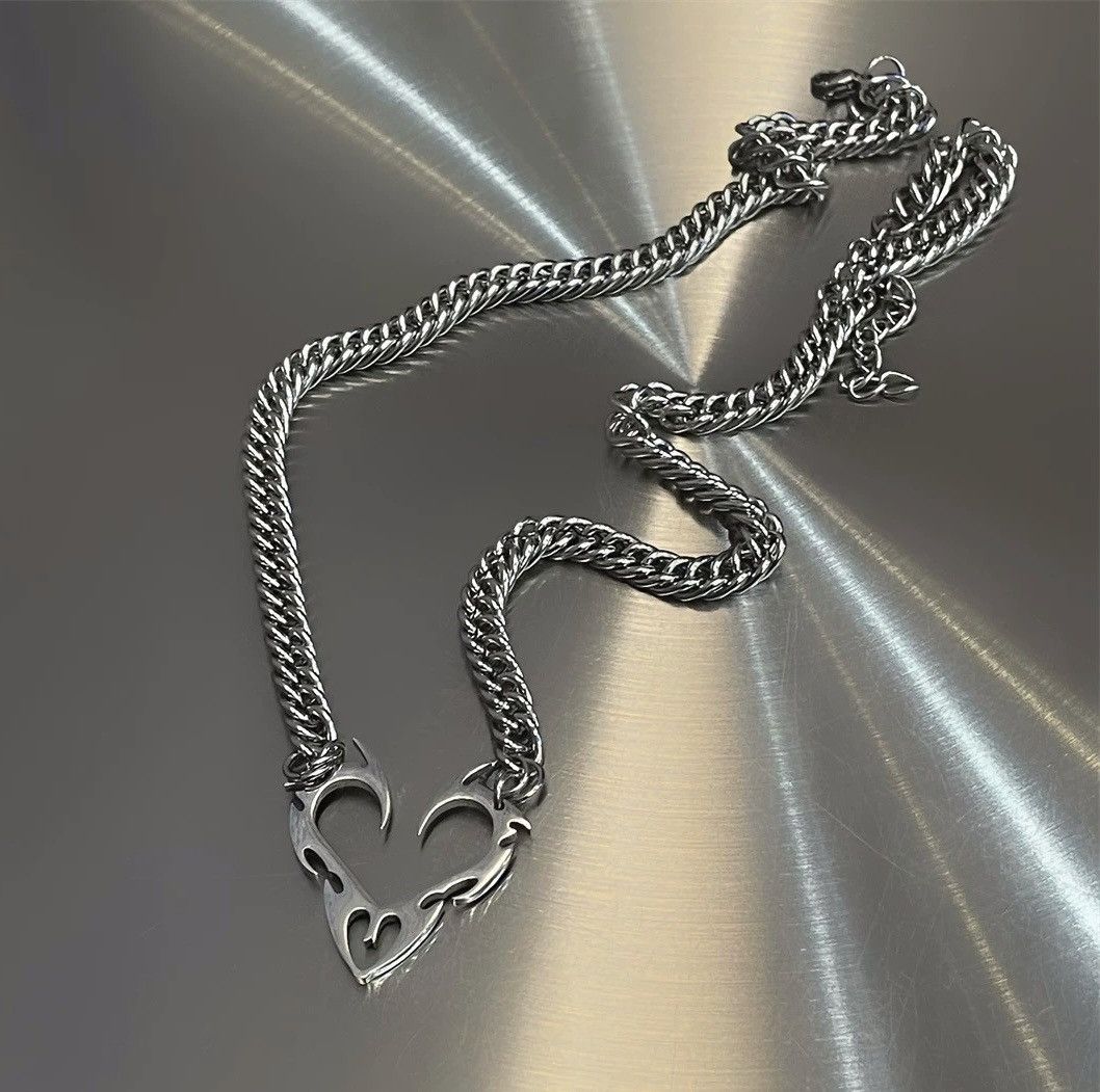 Japanese Brand × Jewelry Avant garde fire flame heart cuban link necklace choker Size ONE SIZE - 4 Thumbnail