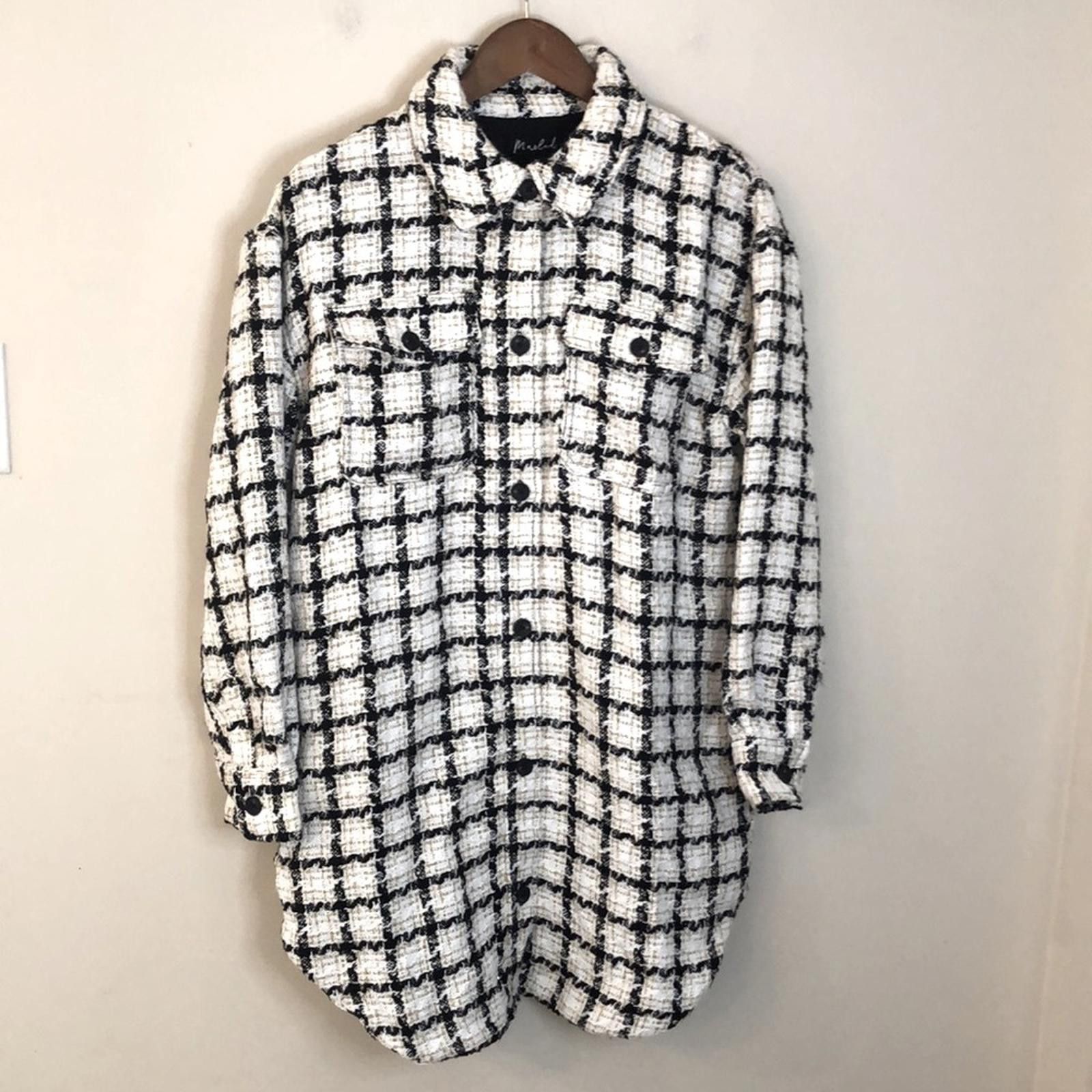 Bob Marley Marled Tweed coat Shacket Black Gold cream plaid SZ Medium Size M / US 6-8 / IT 42-44 - 8 Thumbnail