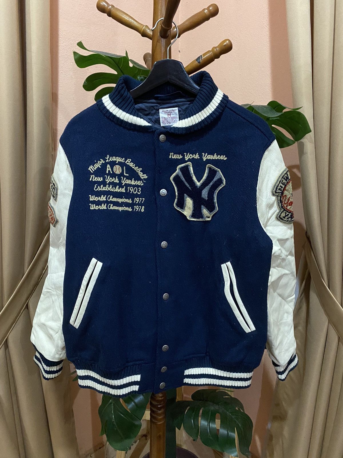 MLB Vintage New York Yankees Varsity Jacket Letterman Jacket Size US M / EU 48-50 / 2 - 1 Thumbnail