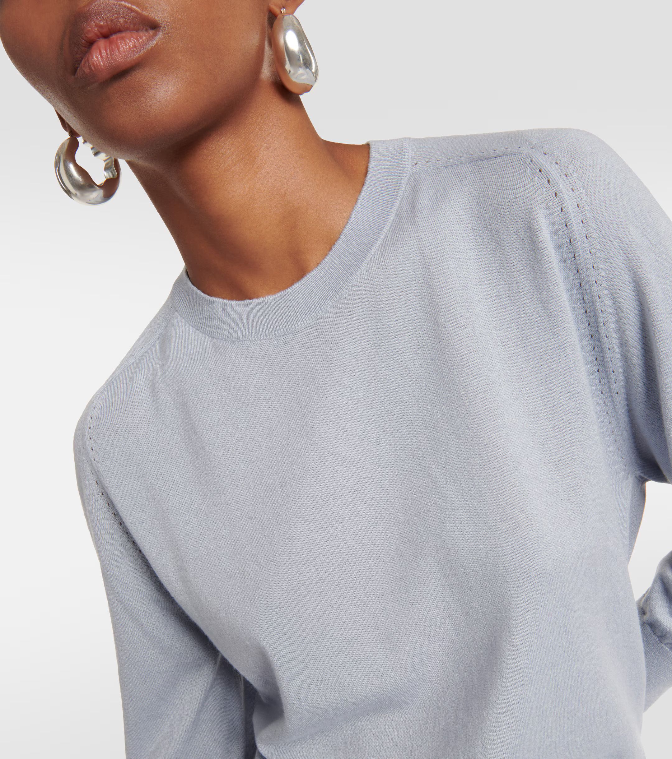 Loro Piana o1w1db10724 Piuma Crew Neck Sweater in Grey Size L / US 10 / IT 46 - 3 Thumbnail