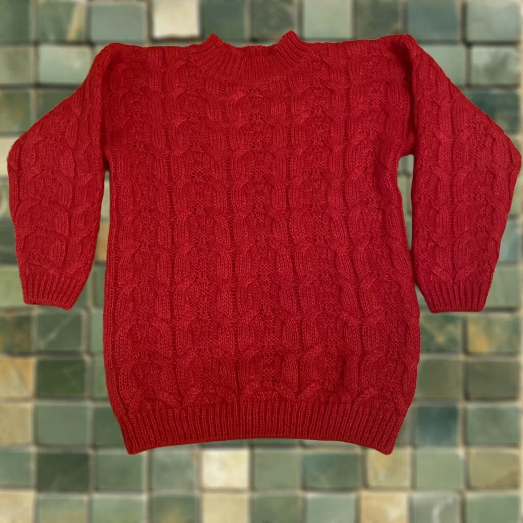 Vintage VINTAGE Tarazzia Sweater Womens Overize Small Mohair Wool Blend Valentines Pullover Mock Neck Long Sleeve Red Size S Knit Wool Blend Size S / US 4 / IT 40 - 1 Thumbnail