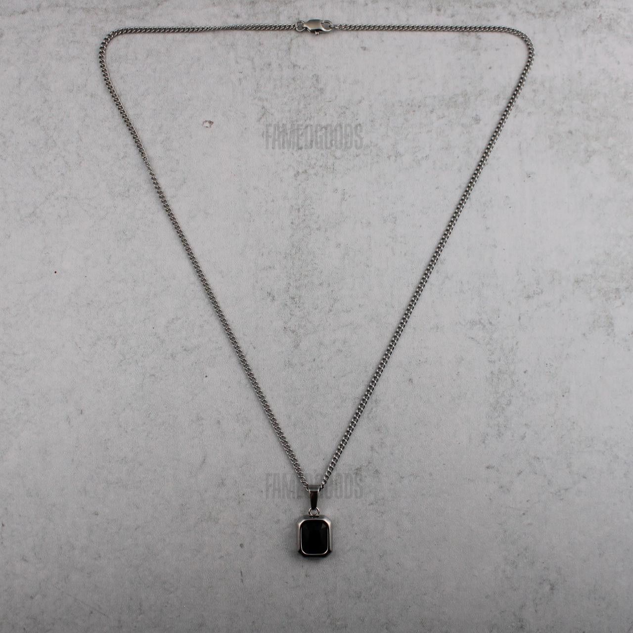Jewelry Silver Black Cubic Zirconia Gemstone Pendant Chain Necklace Size ONE SIZE - 5 Thumbnail