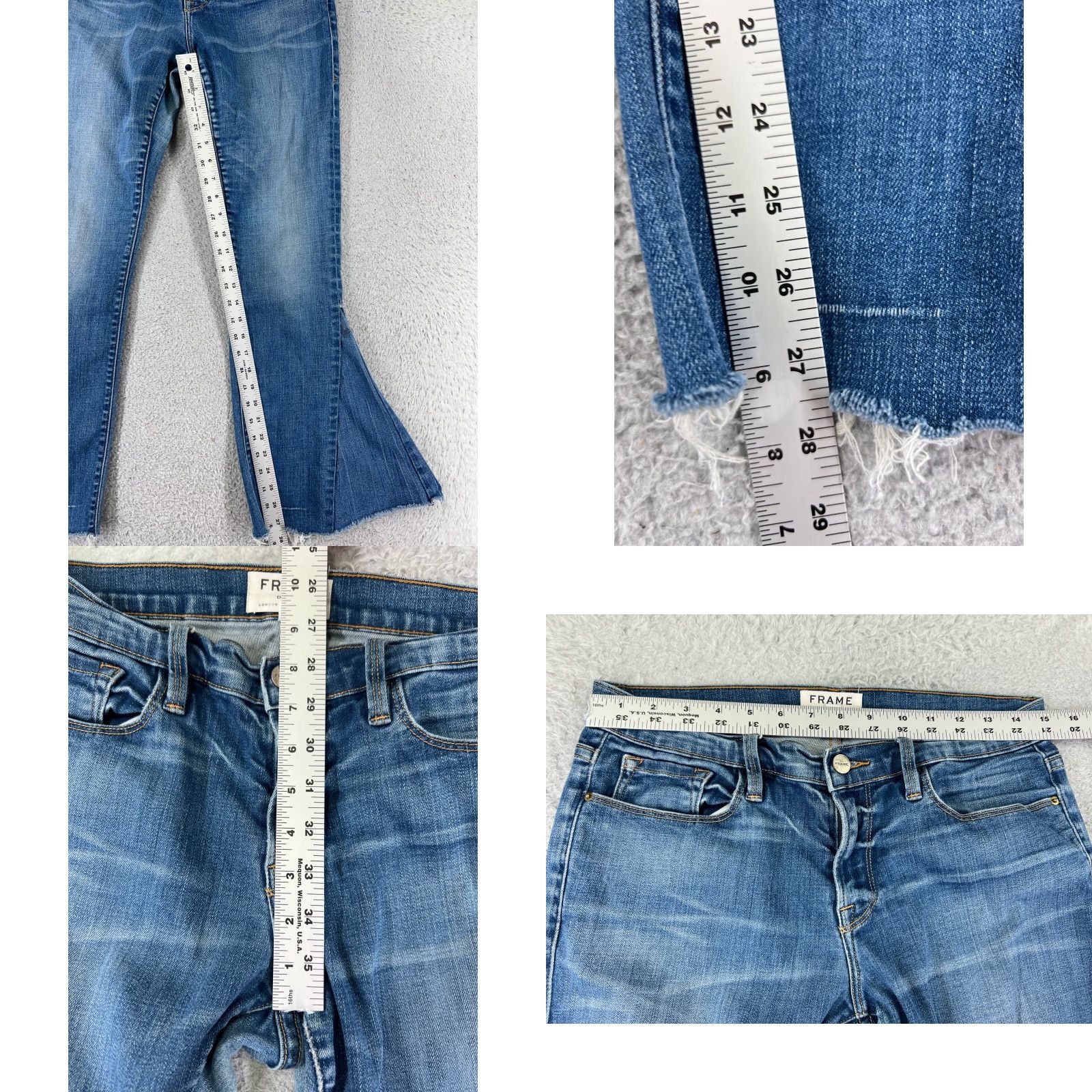Frame FRAME Jeans Womens 27x27 Blue Denim Flared Low Rise Cotton 5-Pocket Regular Stretch Comfort Jeans Womens Mens Girls Size 27" / US 4 / IT 40 - 8 Thumbnail