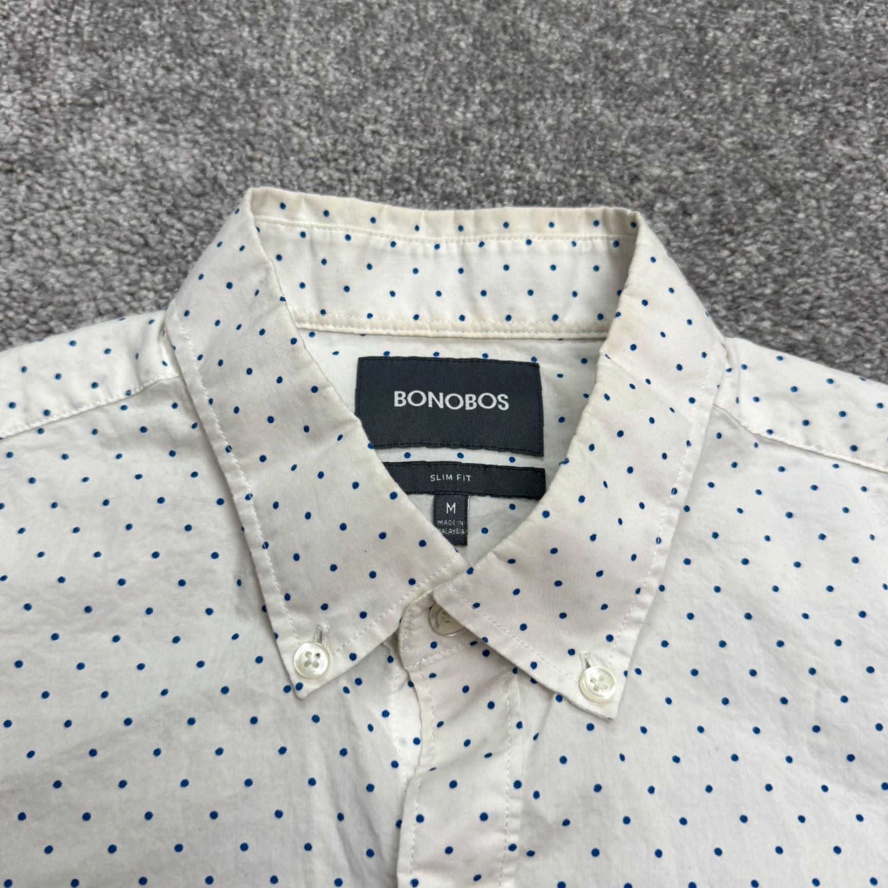 Bonobos Bonobos Button-Down Shirt Mens M White Cotton Slim Fit Polka Dot Size US M / EU 48-50 / 2 - 5 Thumbnail