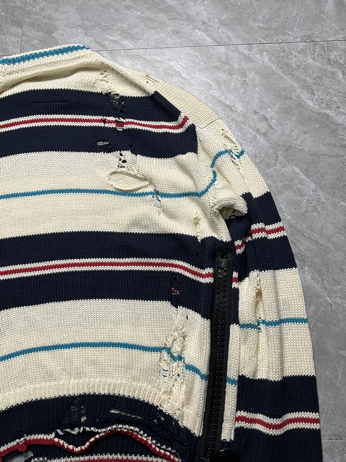 Maison MIHARA YASUHIRO MMY Distressed Decorative Zipped Sweater Size US M / EU 48-50 / 2 - 3 Thumbnail