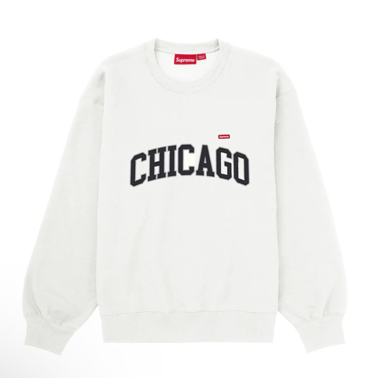 image of Supreme Chicago Exclusive Small Box Shop Crewneck in White, Men's (Size 2XL)