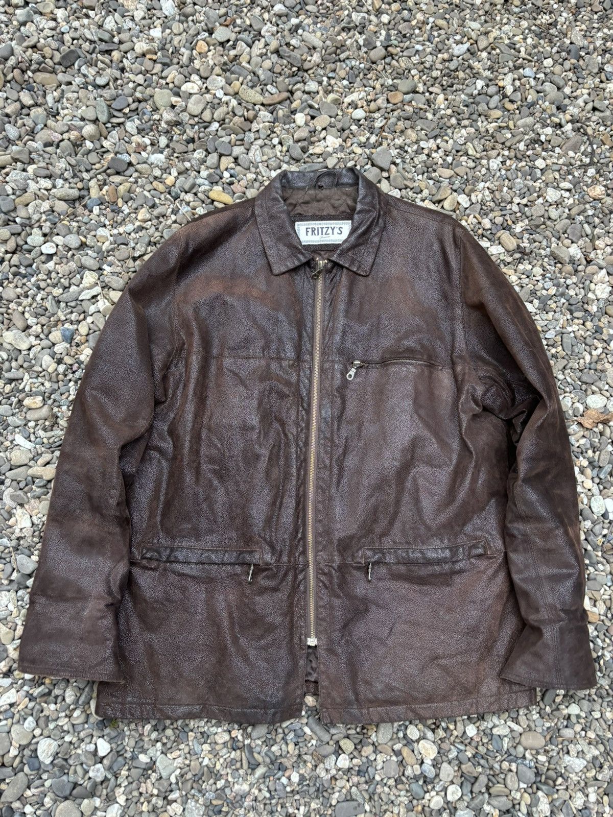 Vintage Vintage Fritz's Leather Grain Brown Jacket Size US L / EU 52-54 / 3 - 5 Thumbnail