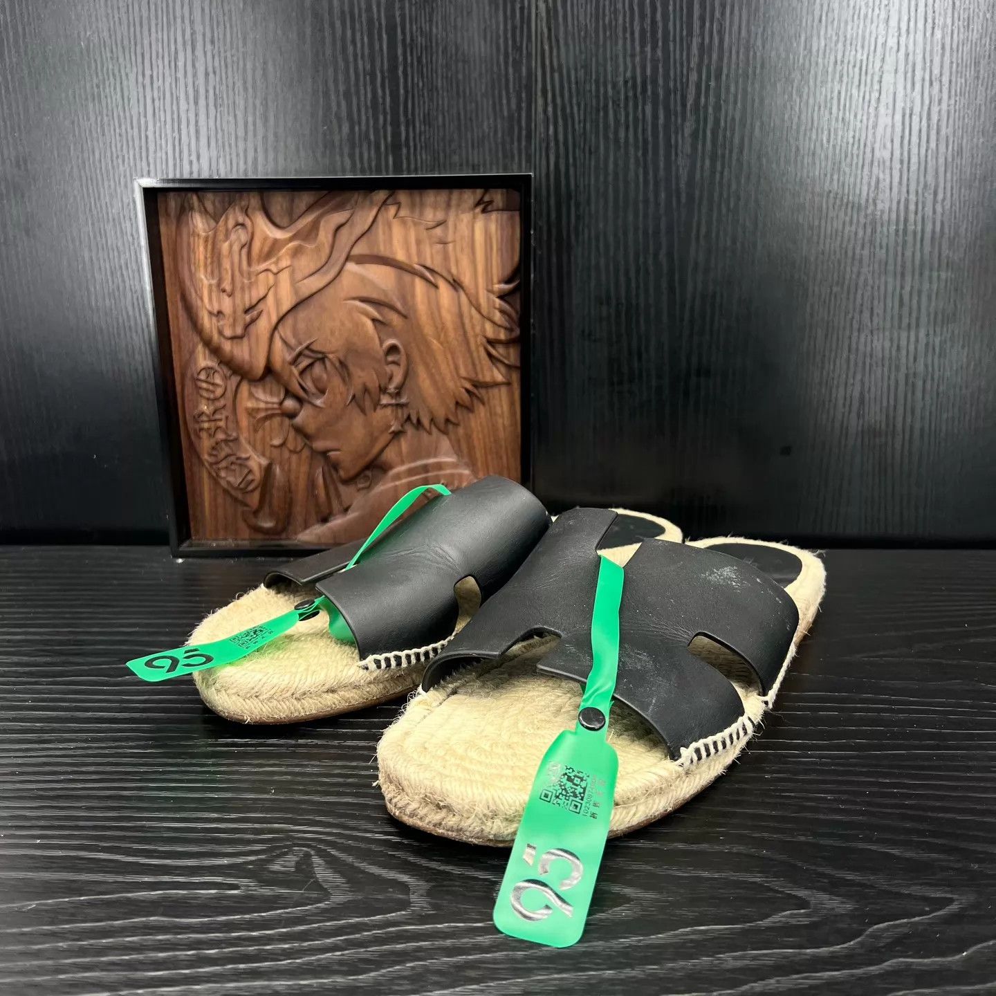 Hermes Hermès Antigua Men's Black Sandals Size US 11 / EU 44 - 1 Thumbnail